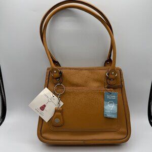 New Nine West Shoulder Dark Gold Small Handbag Eye Catcher Zip Top Purse Bag